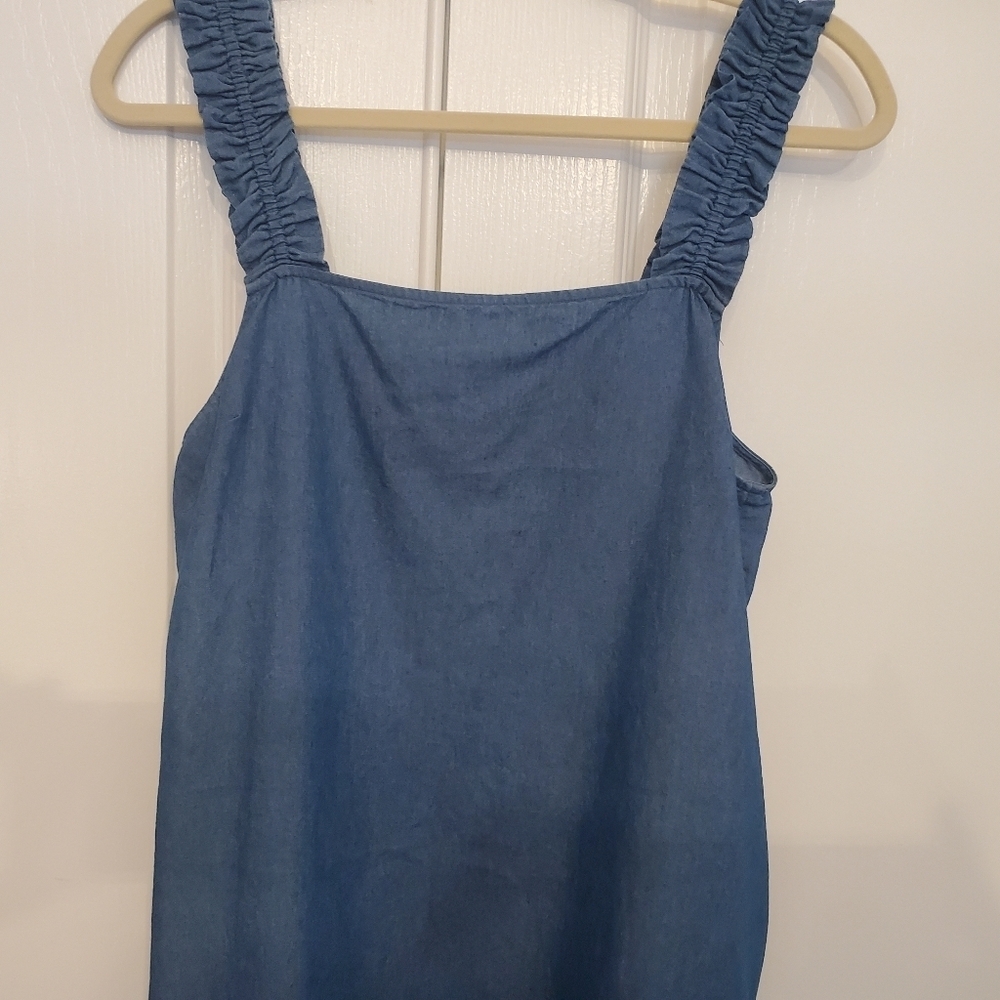 1.State Women's Blue Ruffled Strap Short Mini Dress, Size Medium - Picture 4 of 13